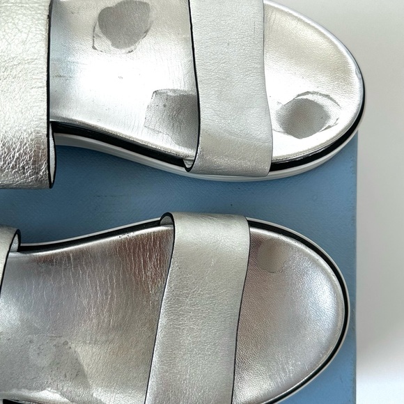 PRADA SPORTY METALLIC SILVER OPEN TOE SANDALS LUXURY PLATFORM SHOE 39, US 8.5 - Picture 8 of 12